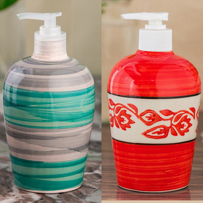 

Sforzi Ceramic soap dispenser combo 450 ml Lotion, Shampoo, Soap Dispenser(Multicolor)