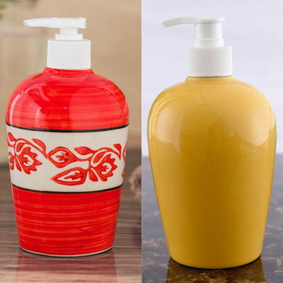 

Sforzi Ceramic soap dispenser combo 700 ml Lotion, Shampoo, Soap Dispenser(Multicolor)