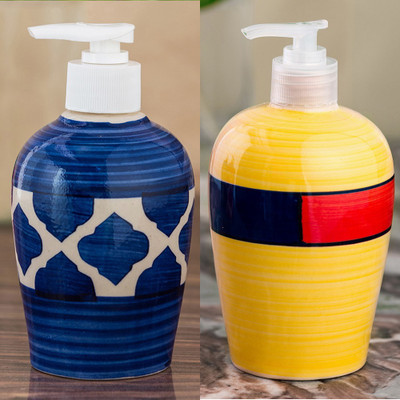 

Sforzi Ceramic soap dispenser combo 700 ml Lotion, Shampoo, Soap Dispenser(Multicolor)