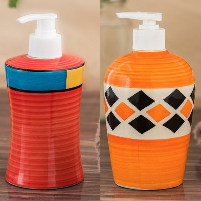 

Sforzi Ceramic soap dispenser combo 700 ml Lotion, Shampoo, Soap Dispenser(Multicolor)