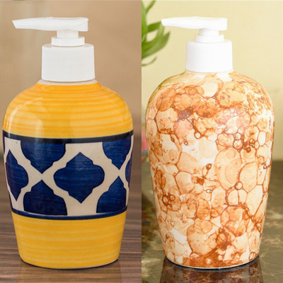 

Sforzi Ceramic soap dispenser combo 700 ml Lotion, Shampoo, Soap Dispenser(Multicolor)