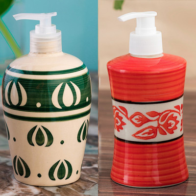 

Sforzi Ceramic soap dispenser combo 700 ml Lotion, Shampoo, Soap Dispenser(Multicolor)