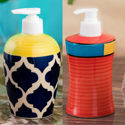

Sforzi Ceramic soap dispenser combo 700 ml Lotion, Shampoo, Soap Dispenser(Multicolor)