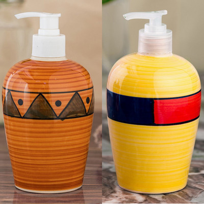 

Sforzi Ceramic soap dispenser combo 700 ml Lotion, Shampoo, Soap Dispenser(Multicolor)