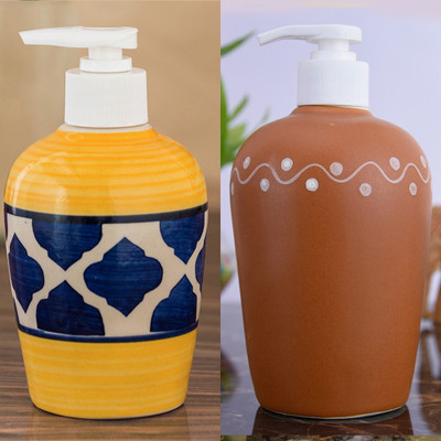 

Sforzi Ceramic soap dispenser combo 700 ml Lotion, Shampoo, Soap Dispenser(Multicolor)
