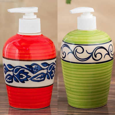 

Sforzi Ceramic soap dispenser combo 700 ml Lotion, Shampoo, Soap Dispenser(Multicolor)