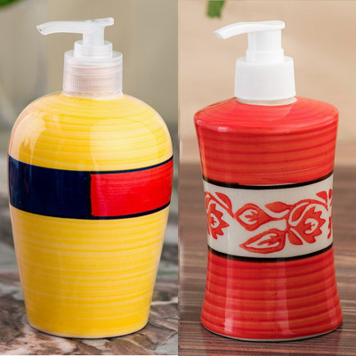 

Sforzi Ceramic soap dispenser combo 700 ml Lotion, Shampoo, Soap Dispenser(Multicolor)