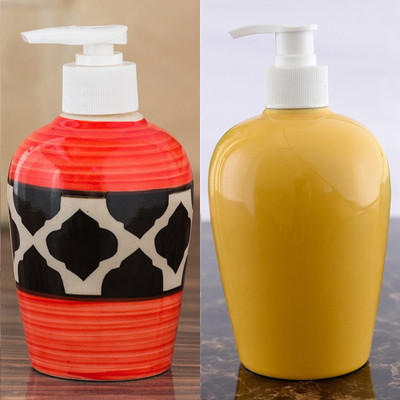 

Sforzi Ceramic soap dispenser combo 700 ml Lotion, Shampoo, Soap Dispenser(Multicolor)