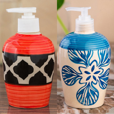 

Sforzi Ceramic soap dispenser combo 700 ml Lotion, Shampoo, Soap Dispenser(Multicolor)