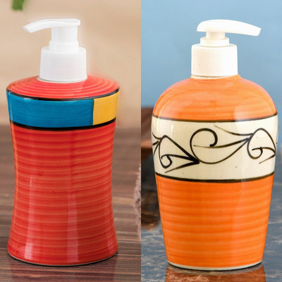 

Sforzi Ceramic soap dispenser combo 700 ml Lotion, Shampoo, Soap Dispenser(Multicolor)