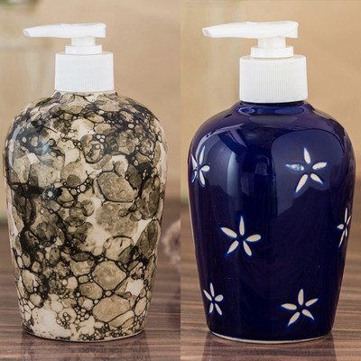 

Sforzi Ceramic soap dispenser combo 700 ml Lotion, Shampoo, Soap Dispenser(Multicolor)