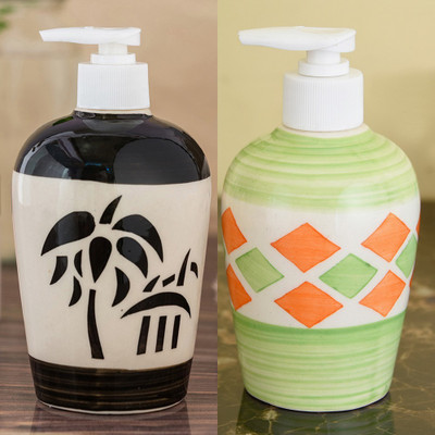 

Sforzi Ceramic soap dispenser combo 700 ml Lotion, Shampoo, Soap Dispenser(Multicolor)