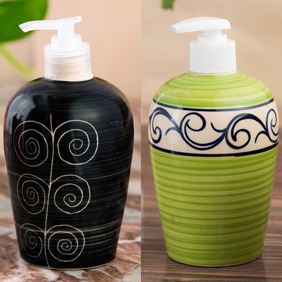 

Sforzi Ceramic soap dispenser combo 450 ml Lotion, Shampoo, Soap Dispenser(Multicolor)