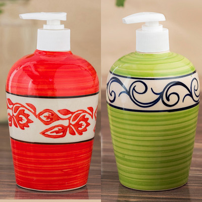

Sforzi Ceramic soap dispenser combo 450 ml Lotion, Shampoo, Soap Dispenser(Multicolor)