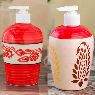 

Sforzi Ceramic soap dispenser combo 700 ml Lotion, Shampoo, Soap Dispenser(Multicolor)