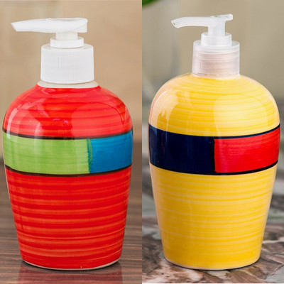 

Sforzi Ceramic soap dispenser combo 700 ml Lotion, Shampoo, Soap Dispenser(Multicolor)