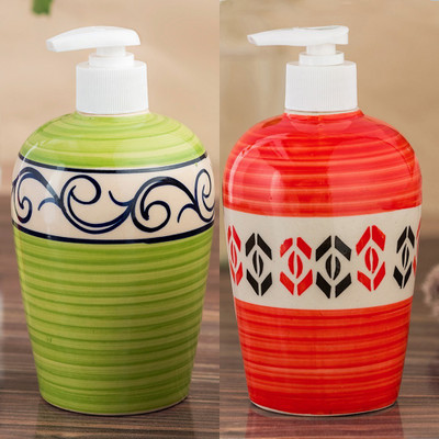 

Sforzi Ceramic soap dispenser combo 450 ml Lotion, Shampoo, Soap Dispenser(Multicolor)