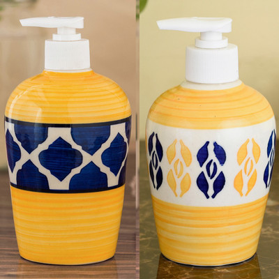 

Sforzi Ceramic soap dispenser combo 700 ml Lotion, Shampoo, Soap Dispenser(Multicolor)