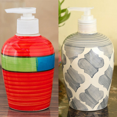 

Sforzi Ceramic soap dispenser combo 700 ml Lotion, Shampoo, Soap Dispenser(Multicolor)