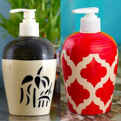 

Sforzi Ceramic soap dispenser combo 450 ml Lotion, Shampoo, Soap Dispenser(Multicolor)