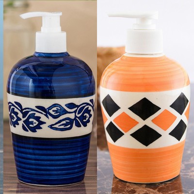 

Sforzi Ceramic soap dispenser combo 700 ml Lotion, Shampoo, Soap Dispenser(Multicolor)