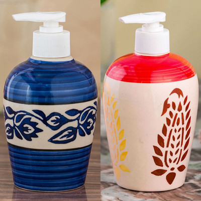 

Sforzi Ceramic soap dispenser combo 700 ml Lotion, Shampoo, Soap Dispenser(Multicolor)