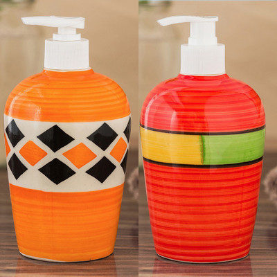 

Sforzi Ceramic soap dispenser combo 450 ml Lotion, Shampoo, Soap Dispenser(Multicolor)