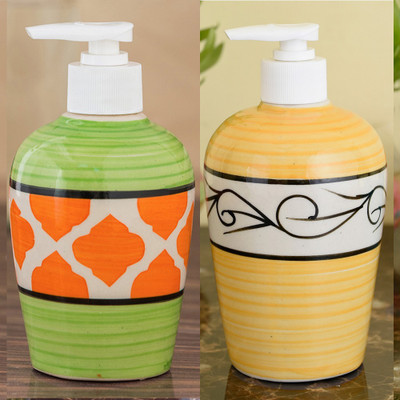 

Sforzi Ceramic soap dispenser combo 700 ml Lotion, Shampoo, Soap Dispenser(Multicolor)