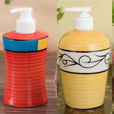 

Sforzi Ceramic soap dispenser combo 700 ml Lotion, Shampoo, Soap Dispenser(Multicolor)