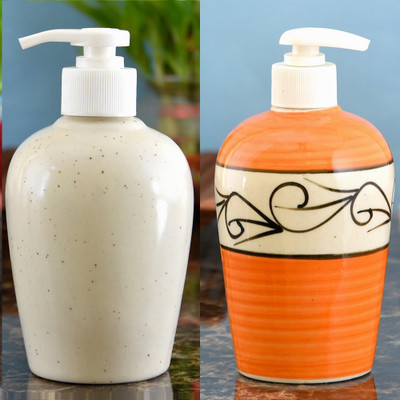 

Sforzi Ceramic soap dispenser combo 700 ml Lotion, Shampoo, Soap Dispenser(Multicolor)