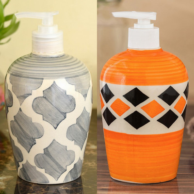 

Sforzi Ceramic soap dispenser combo 450 ml Lotion, Shampoo, Soap Dispenser(Multicolor)