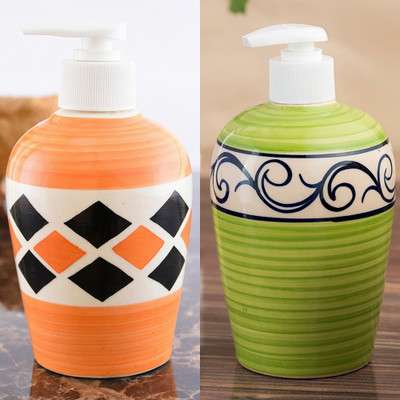 

Sforzi Ceramic soap dispenser combo 700 ml Lotion, Shampoo, Soap Dispenser(Multicolor)