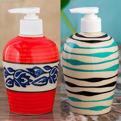 

Sforzi Ceramic soap dispenser combo 700 ml Lotion, Shampoo, Soap Dispenser(Multicolor)