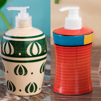 

Sforzi Ceramic soap dispenser combo 700 ml Lotion, Shampoo, Soap Dispenser(Multicolor)