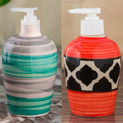 

Sforzi Ceramic soap dispenser combo 700 ml Lotion, Shampoo, Soap Dispenser(Multicolor)