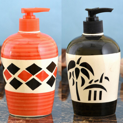 

Sforzi Ceramic soap dispenser combo 450 ml Lotion, Shampoo, Soap Dispenser(Multicolor)