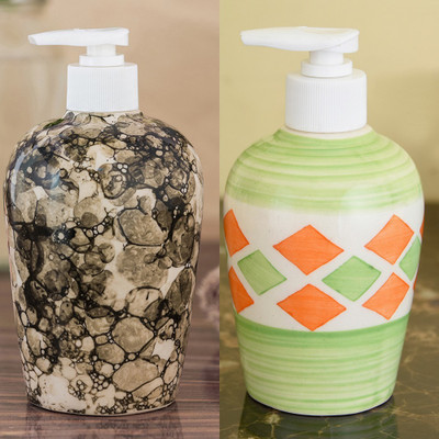 

Sforzi Ceramic soap dispenser combo 700 ml Lotion, Shampoo, Soap Dispenser(Multicolor)