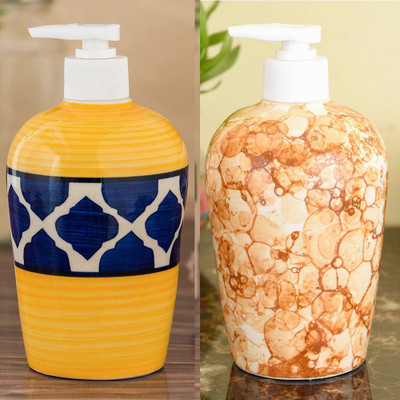 

Sforzi Ceramic soap dispenser combo 450 ml Lotion, Shampoo, Soap Dispenser(Multicolor)