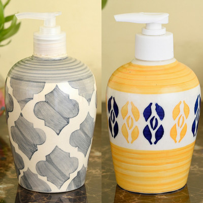 

Sforzi Ceramic soap dispenser combo 700 ml Lotion, Shampoo, Soap Dispenser(Multicolor)