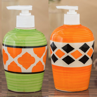 

Sforzi Ceramic soap dispenser combo 700 ml Lotion, Shampoo, Soap Dispenser(Multicolor)