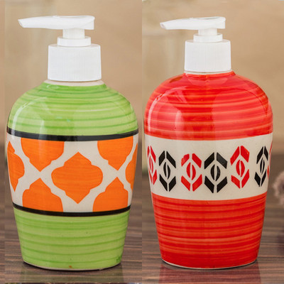 

Sforzi Ceramic soap dispenser combo 700 ml Lotion, Shampoo, Soap Dispenser(Multicolor)