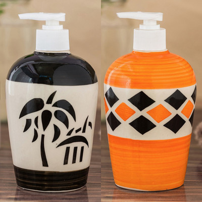 

Sforzi Ceramic soap dispenser combo 450 ml Lotion, Shampoo, Soap Dispenser(Multicolor)