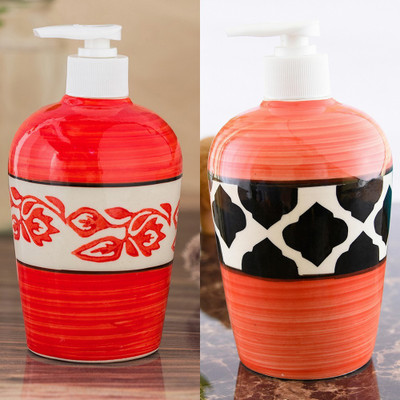 

Sforzi Ceramic soap dispenser combo 700 ml Lotion, Shampoo, Soap Dispenser(Multicolor)