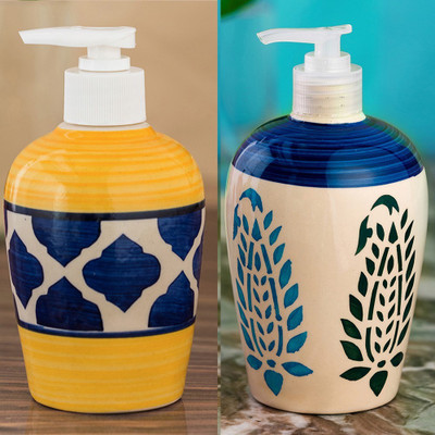 

Sforzi Ceramic soap dispenser combo 700 ml Lotion, Shampoo, Soap Dispenser(Multicolor)