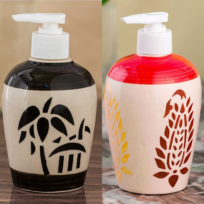 

Sforzi Ceramic soap dispenser combo 700 ml Lotion, Shampoo, Soap Dispenser(Multicolor)