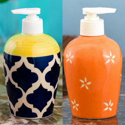 

Sforzi Ceramic soap dispenser combo 700 ml Lotion, Shampoo, Soap Dispenser(Multicolor)