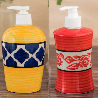 

Sforzi Ceramic soap dispenser combo 700 ml Lotion, Shampoo, Soap Dispenser(Multicolor)