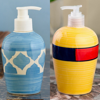 

Sforzi Ceramic soap dispenser combo 700 ml Lotion, Shampoo, Soap Dispenser(Multicolor)