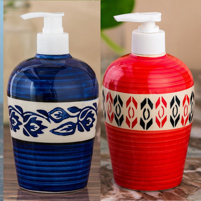 

Sforzi Ceramic soap dispenser combo 450 ml Lotion, Shampoo, Soap Dispenser(Multicolor)