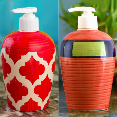 

Sforzi Ceramic soap dispenser combo 450 ml Lotion, Shampoo, Soap Dispenser(Multicolor)